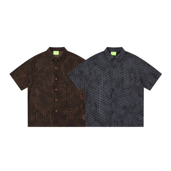 Retro Distressed Short-Sleeve Tie-Dye Loose Cool & Handsome Half-Sleeve Shirt