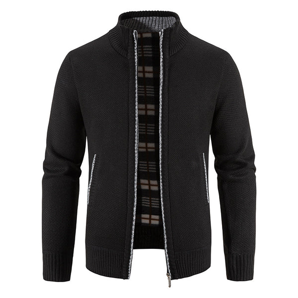 Men's Fleece-lined Thickening Stand Collar Fleece Cardigan