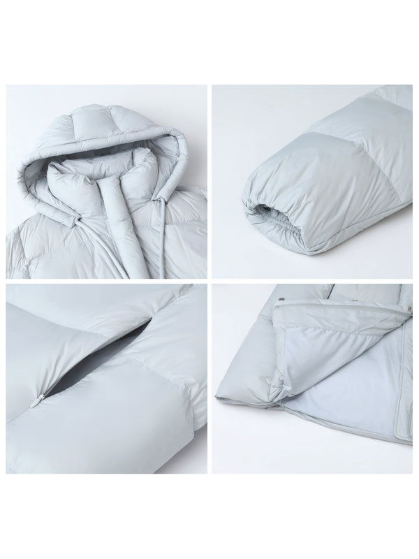 Mid-length 90 White Duck Down Puffer Coat With Hood Three-proof Jacket