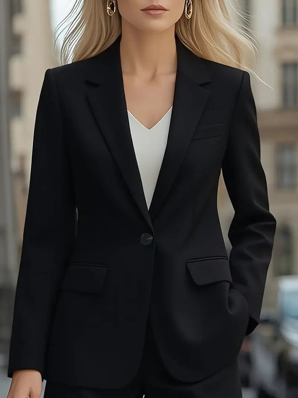 Autumn Long Sleeve Solid Color Button Cardigan Women's Blazer