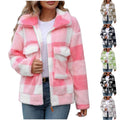 Double-Sided Polar Fleece Plaid Zip-Up Fluffy Coat