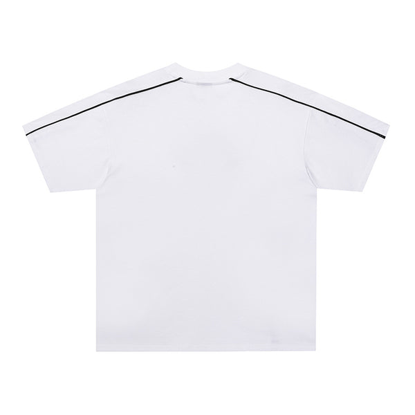 Summer American-style Retro Letter Embroidery Bone China Ribbon Short-sleeve