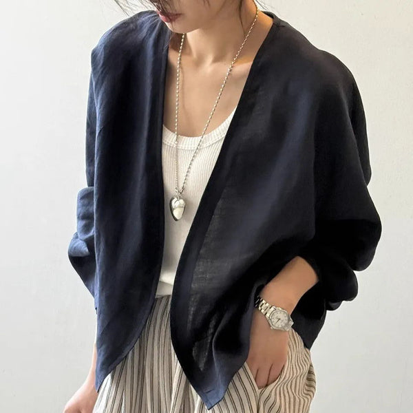 Retro Cotton-Feel Womens Thin Loose-Fit Sun-Protective Top