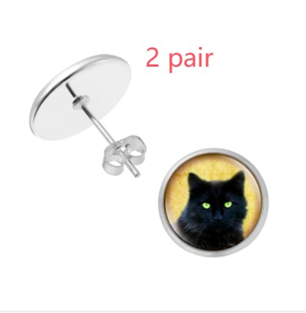 Personalised Pet Photo Earrings Customized Photo And Image Creative Earrings Personality Photo Family Photo Baby Child Dad Mom Brothers Sisters Parents Family Portrait Stud Earrings Customize