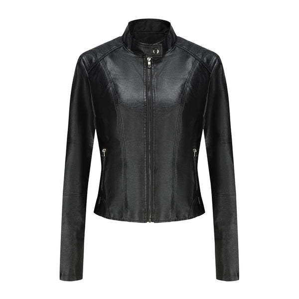 Women's Short Slim-fit Leather Coat