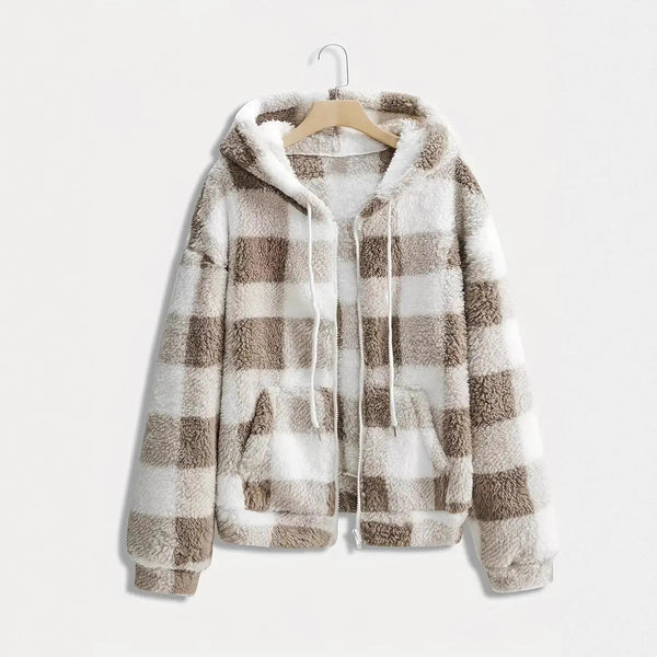 Fashionable Casual Zip-up Plush Hoodie With Long Sleeves