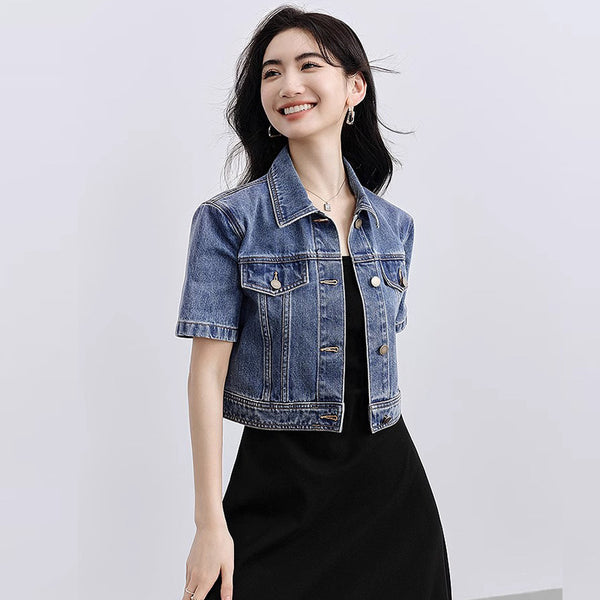 Retro-style Figure-flattering Versatile Straight-cut Jacket With Notch Lapels