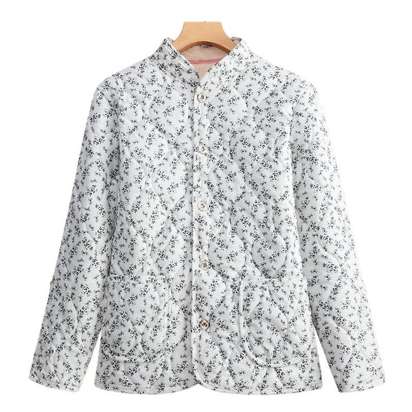 Moms Fashionable Floral Warm Padded Cotton Jacket