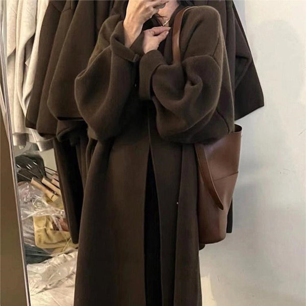 Womens Long Retro-Style French-Style Sweater Coat For FallWinter