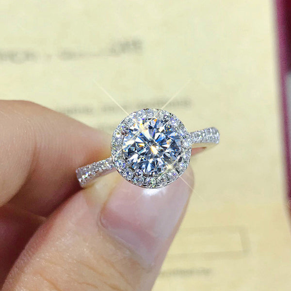 New Simulated Moissanite Ring For Women, INS Style Cluster Zircon Adjustable Band