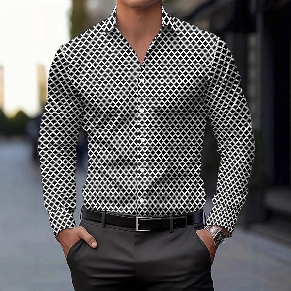 Fashionable Casual Printed Long-Sleeve Mens Shirt