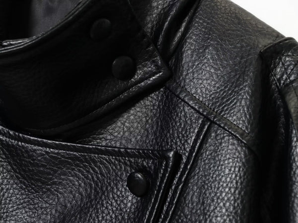 Womens Fashion Faux-leather Jacket With A Stand-up Collar From Europe And The US