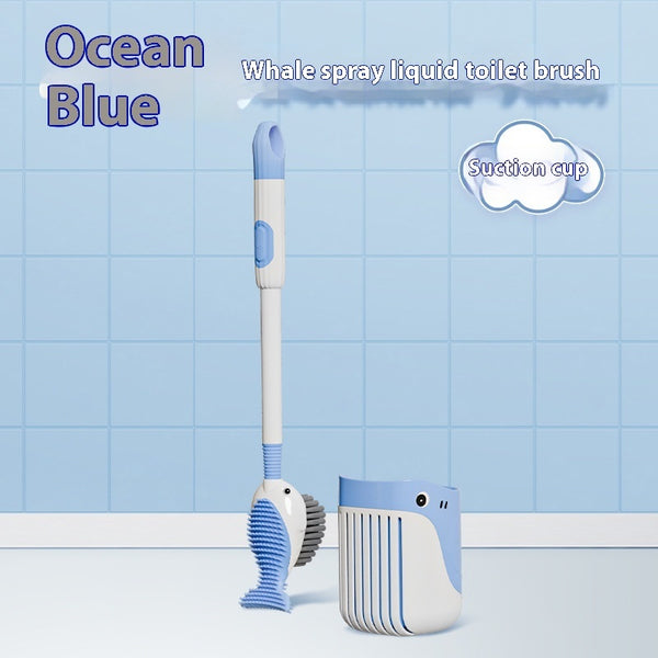 Squirt Whale Toilet Brush 360-Degree Cleaning Brush With Silicone Head Hanging Hole Design Wall-mounted Toilet Brush