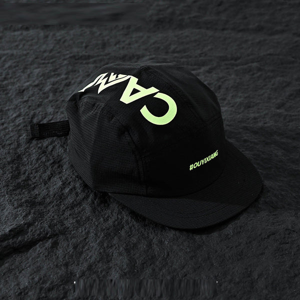 Men's Solid Color Fine Mesh Printed CA Quick-drying Soft-brim Casual Flat-brim Baseball Cap Suitable For Outdoor Travel, Hiking, Fishing