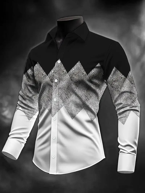 Fashionable Casual Printed Long-Sleeve Mens Shirt