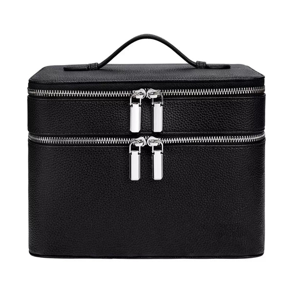 New Double-layer Large-capacity PU Portable Makeup Bag