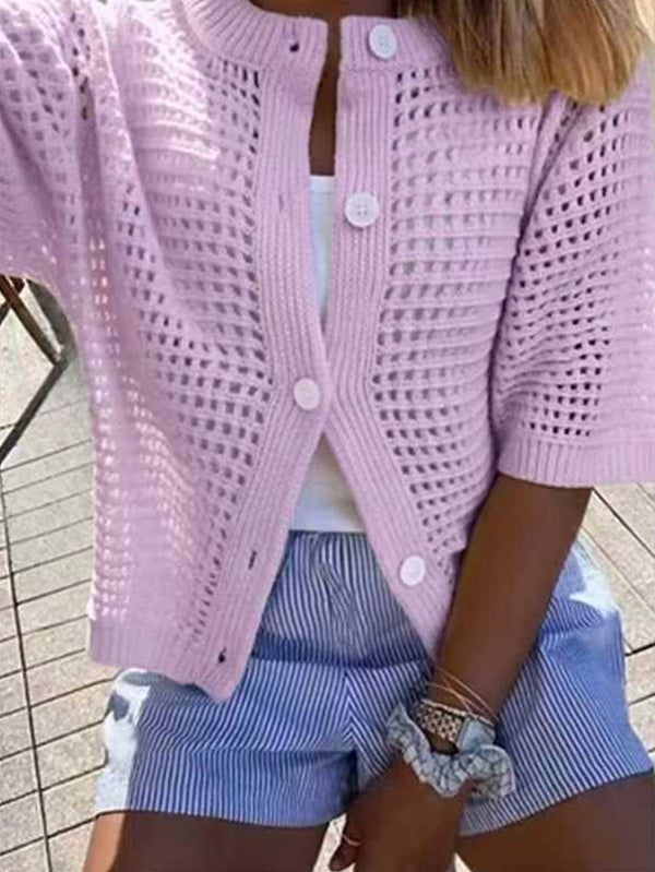 Women's Solid-color Cardigan Sweater Top