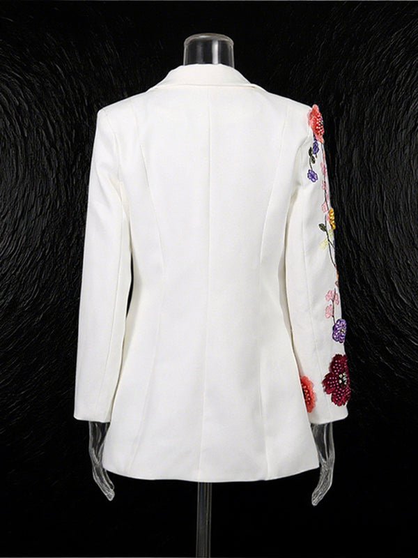 Elegant Three-dimensional Floral Embroidered Blazers