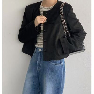 Retro Suede-Like Slimming Jacket Top