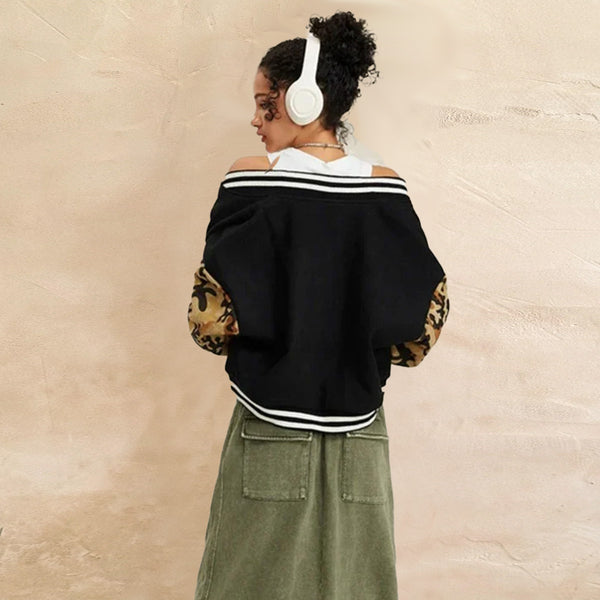 Outdoor Patchwork Color-blocked Sweatshirt Jacket For Women
