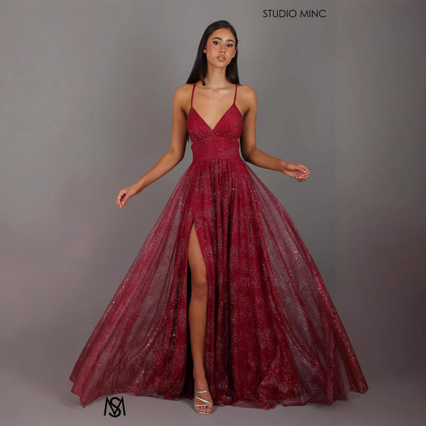 Elegant Womens V-neck Sleeveless Strapless Dress With A Flared Hem High Waist Split Women Long Dresses Party Dress
