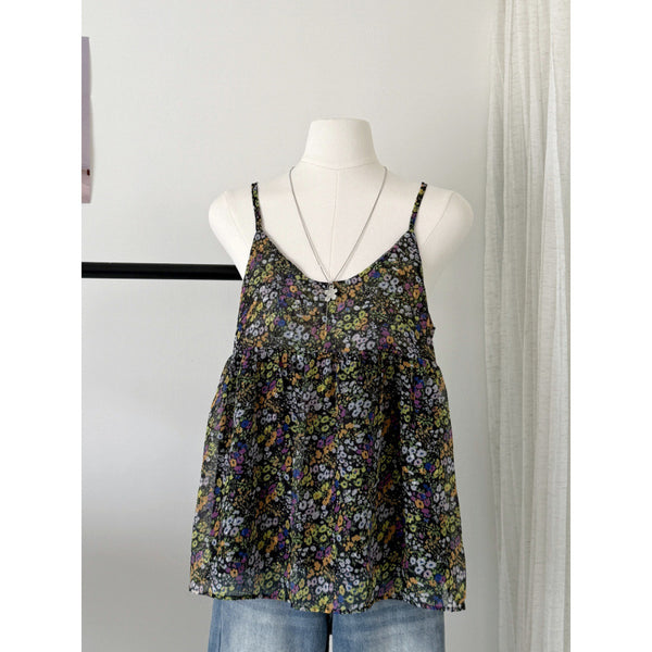Korean-style Retro Floral Slip Vest Womens Resort Style