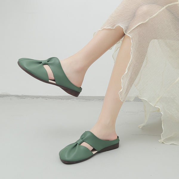 Flat-Soled Soft-Soled Lazy Casual Closed-Toe Half Slippers Mother Shoes