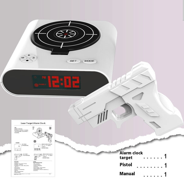 Electronics Desk Clock Digital Gun Alarm Clock Gadget Target Laser Shoot For Children's Alarm Clock Table Awakening