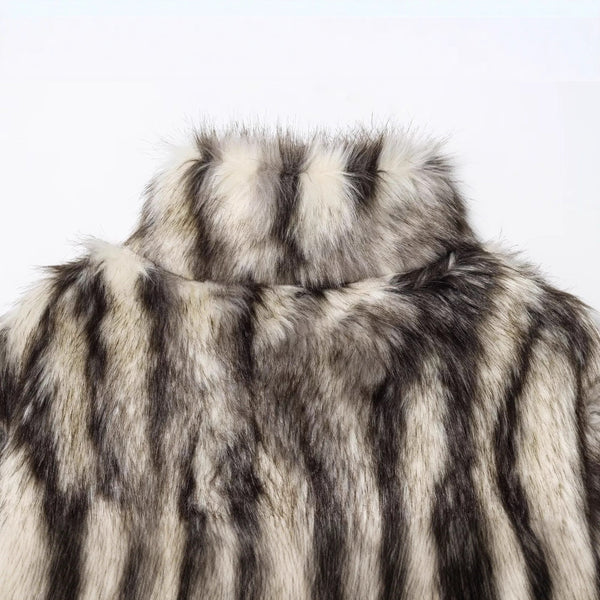 Fashionable Slightly Mature Faux Fur Coat Jacket