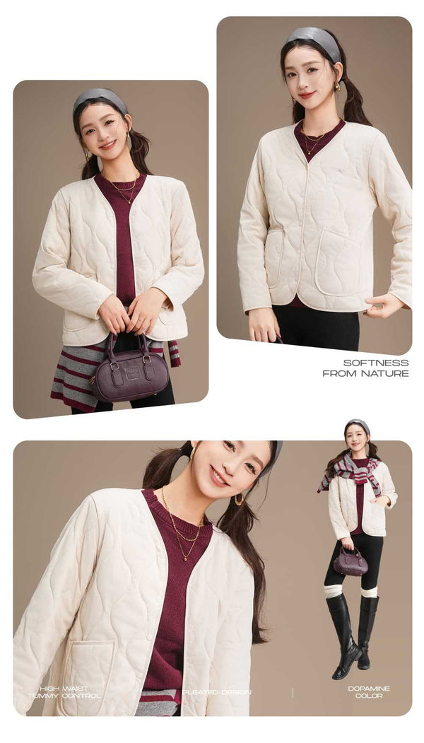 Women's Crew-neck Long-sleeve Thermal Cotton Jacket