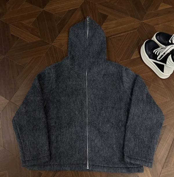 Wool And Mohair Full Zip Cardigan Coat