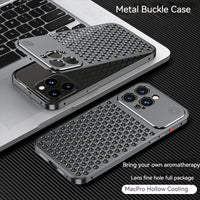 For iPhone 17 14 15 16 Pro Max Metal Heat Dissipation Phone Case Aluminum Alloy Aromatic Ultra-thin Shock-absorbing Back Cover