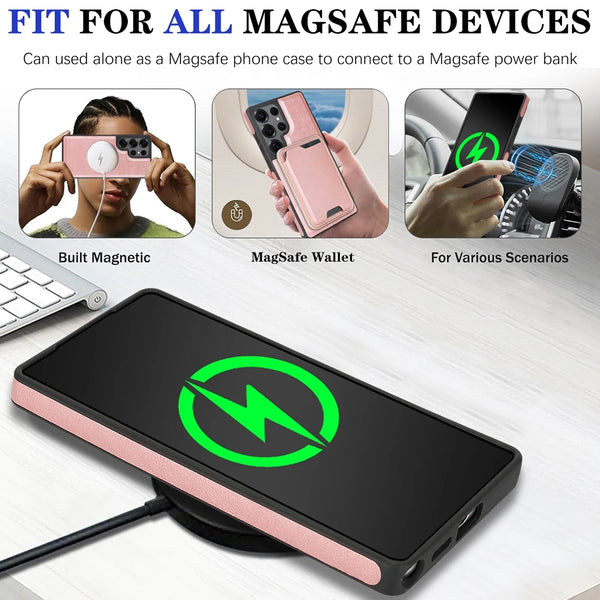 2 IN 1 Leather Phone Case for Samsung Galaxy S25 Ultra S24 Plus S23 + S25U Magnetic Ultra Thin Cards Holder Slots Phone Cover