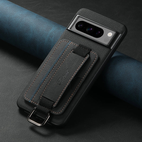 SUTENI PU Leather Phone Case Wrist Strap Ring Buckle Card Holder Stand For Google Pixel 9XL 8Pro 7A 6