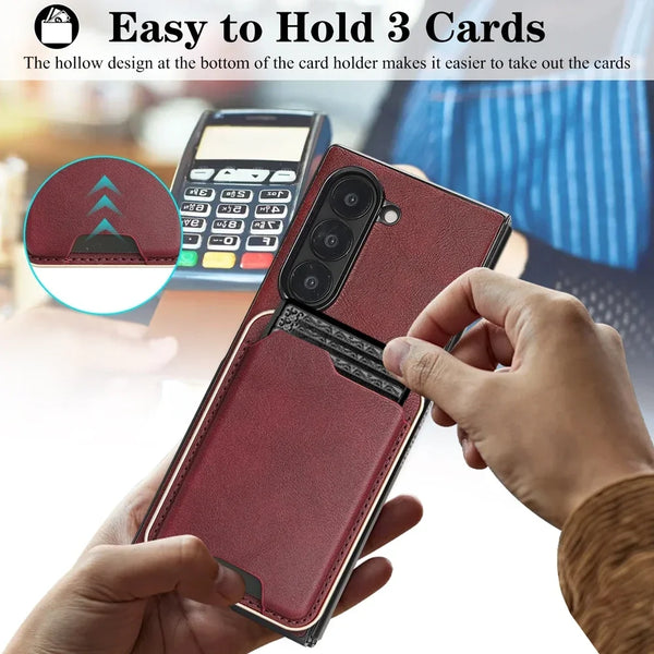 2 in 1 Ultra Thin Case for Samsung Galaxy Z Fold 7 6 5 4 3 Fold7 Fold6 Fold5 Fold4 Fold3 Wireless Charger Wallet Phone Cover