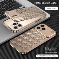 For iPhone 17 14 15 16 Pro Max Metal Heat Dissipation Phone Case Aluminum Alloy Aromatic Ultra-thin Shock-absorbing Back Cover