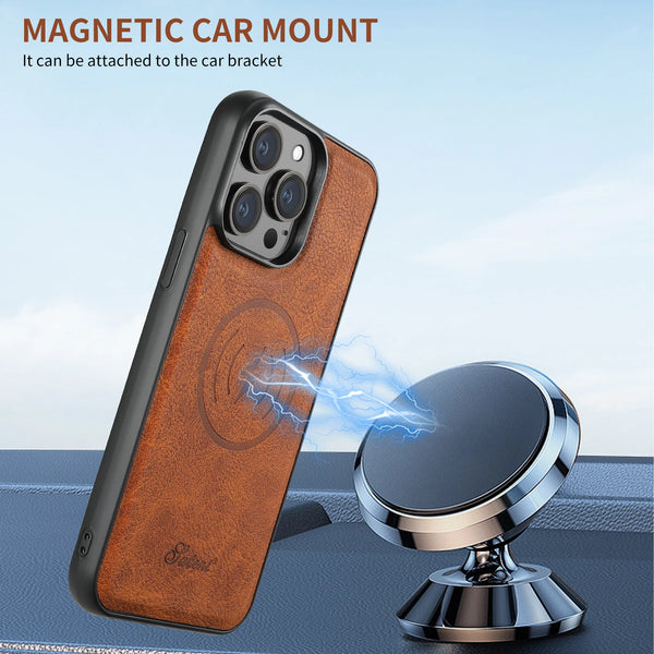 SUTENI PU Leather Compatible Wireless Charging Case Luxury Phone Case for Men For iPhone 12 13 14 15 Plus 16 Pro Max