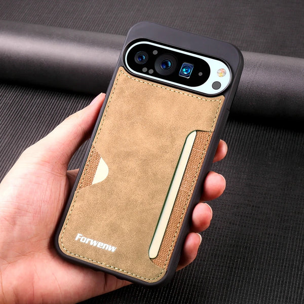 Cards Slot Leather Case For Google Pixel 9 9A 9Pro 9ProXL 10 10Pro 10ProXL Pro XL Shockproof Card Holder Phone Back Cover