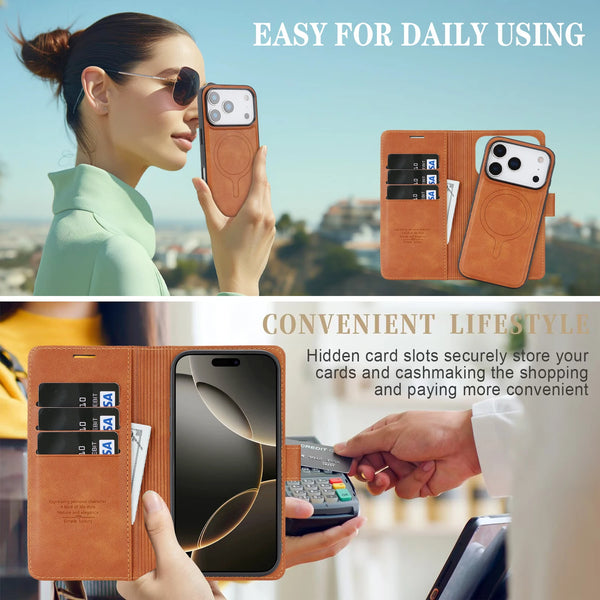 2in1 Leather Wallet magnetic Flip back Case For iPhone 17 Promax Air 16 Pro Max 15 Plus 14 13 12 For Samsung Galaxy S25 S26 Ultra S24 Plus S23 S24 for Google Pixel 9 10 Pro XL 9A10A 9Pro 10Pro XL