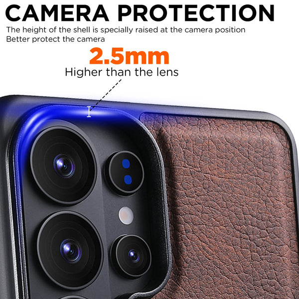 SUTENI Luxury Faux Leather Phone Case Magnet Wireless Charging Frosted Feel For Samsung Galaxy S26 Ultra S25 Plus S24 S23+