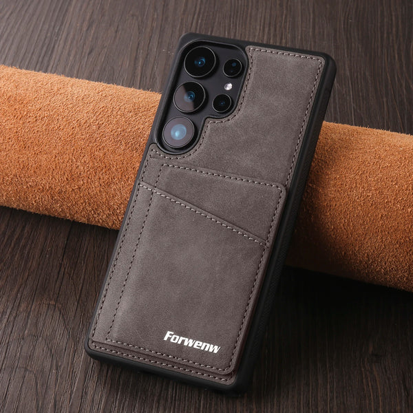 Leather Case For Samsung Galaxy S25 Ultra Edge S24 Plus S23 Fe S22 S21 S20Fe S25U S24U S23U Card SlotS Cards Holder Phone Cover
