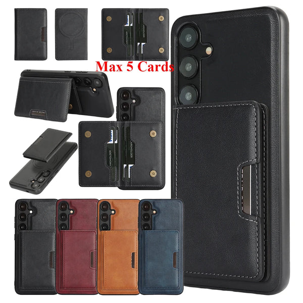 2 in 1 Leather Case For Samsung Galaxy A14 A15 A16 A17 A26 A34 A35 A36 A52 A53 A54 A55 4G 5G Magnetic Card Slots Phone Cover