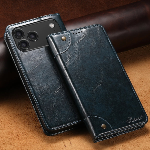 SUTENI Durable Faux Leather Card Holder Stand Wallet Magnet Flip Cover Phone Case For iPhone 17 Pro Max 16 Plus 15 14 13 12