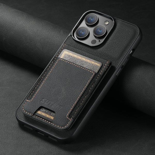 SUTENI Phone holster with card Wallet phone case PU leather For iPhone 17 Pro Max 16 15 Plus 13 12 11 XR Black/blue/brown