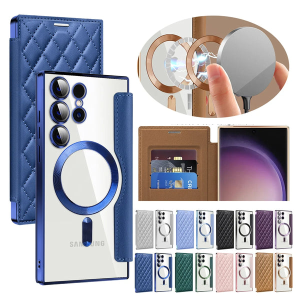 Leather Flip Case for Samsung Galaxy S25 S24 S22 S23 Plus Ultra S25U Card Holder Magnetic Camera Protection Phone Cover