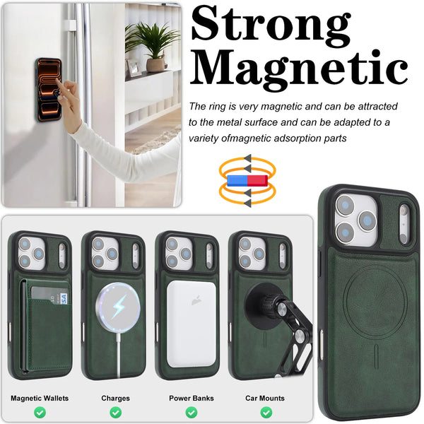 2 in 1 Leather Case For iphone 17 Air 16 Promax 15 Pro Max 14 Plus 13 12 Magnetic Magsafe Cards Holder Card Slots Phone Cover