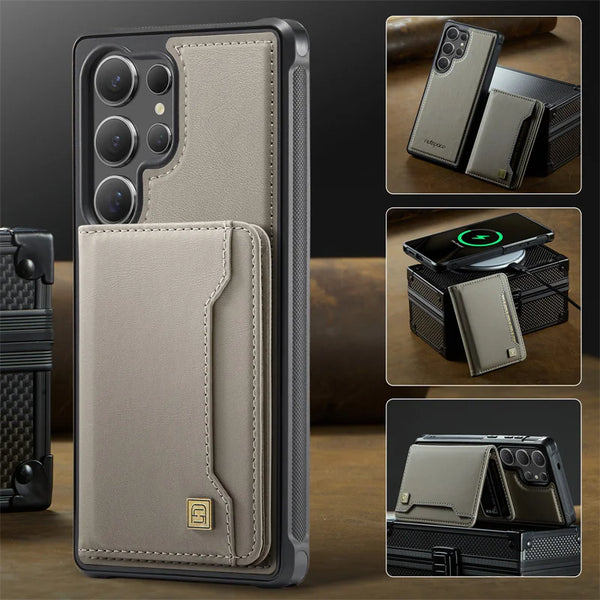 Magnetic Magsafe Flip Leather Case for Samsung Galaxy S26 Ultra S25 Edge S24 Plus A16 A26 A36 A56 2 in 1 Wallet Card Cover Coque