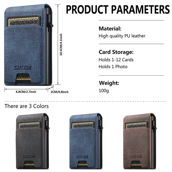 Push-out Card High quality PU leather Card Holder Wallet Holder Large Capacity Can Hold 1-12 Cards 1 Photo Black/Brown/Blue