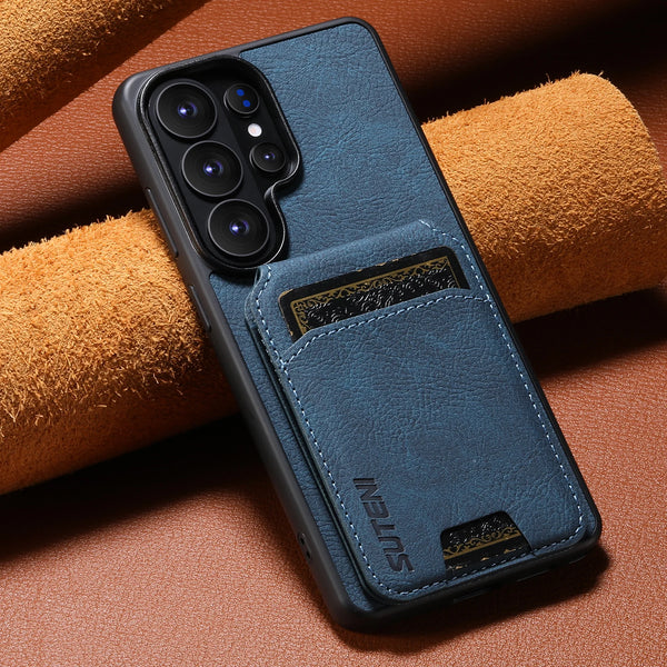 SUTENI Luxury Faux Leather Stand Card Holder Phone Case Feel For Samsung Galaxy S26 Ultra S25 Plus S24 S23