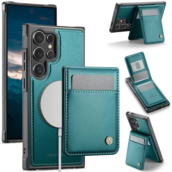 Magnetic Flip Leather Phone Case for Samsung Galaxy S26 Ultra S25 FE S24 Plus S23 S22 S21 Note 20 10 Magsafe Wallet Cards Cover